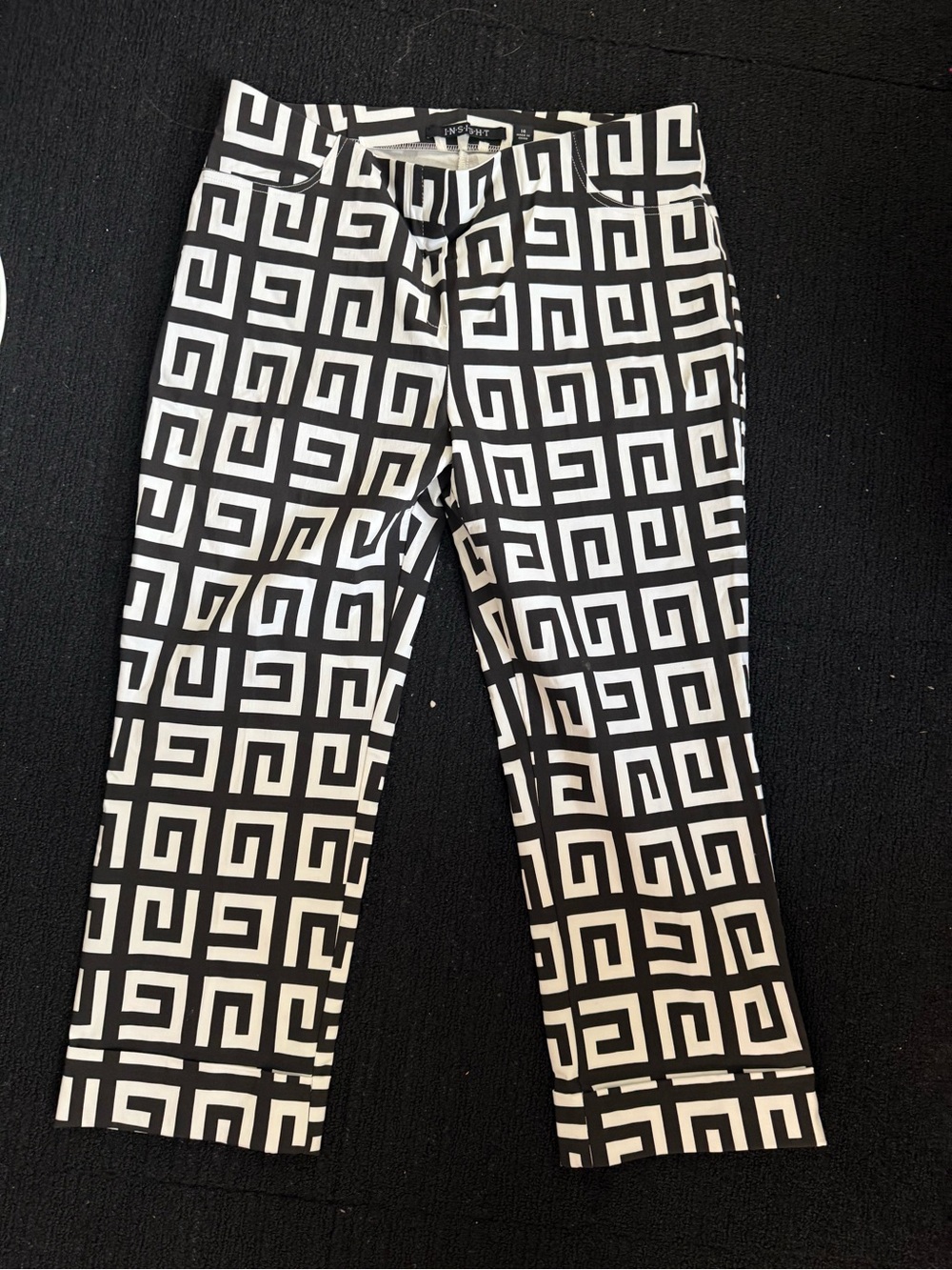 INSIGHT Black & White Geometric Stretch Pants – Size 14 (Large/XL) - Picture 2 of 7